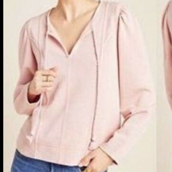 Anthropologie Maeve Jeannie Pink Pieced French Terry Pullover Sweatshirt M - Picture 1 of 8